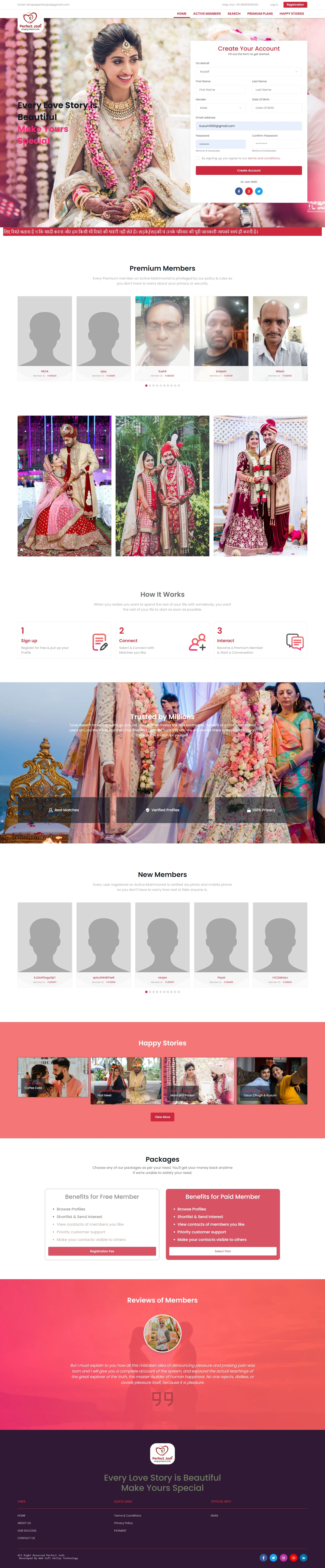Metrimony Website development